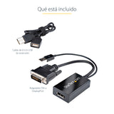 StarTech.com Adaptador DVI a DisplayPort Alimentado por USB - Conversor DVI a DisplayPort - Convertidor DVI-D a DP - 192