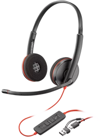 HP Poly Auriculares Poly Blackwire 3220 estéreo USB-C + adaptador USB-C/A (paquete) Auriculares Auriculares Diadema Oficina/Centro de llamadas Binaural
