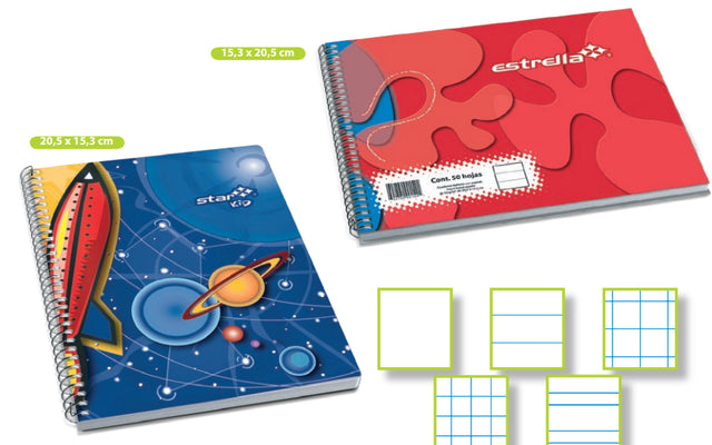 CUADERNO ESTRELLA ITALIANA RAYADO 100HJS