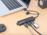 Manhattan Hub/dock combinado USB-C y USB-A, puertos (4): 4x USB-A, 5 Gbps (USB 3.0), Alimentado por USB (no requiere ali