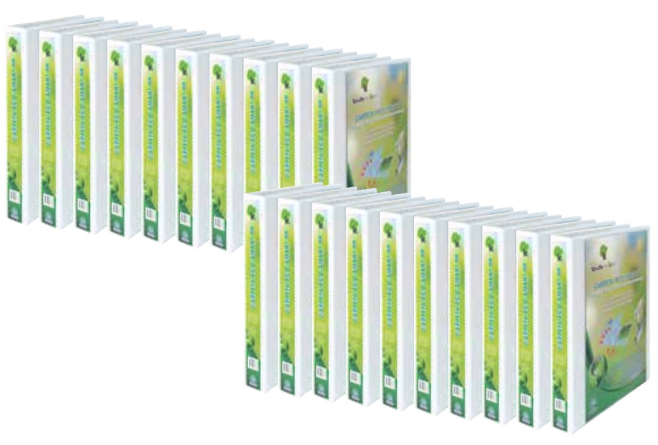Techmakro KITCARP20-1ECO carpeta de cartón Carta Blanco, Anillo redondo, Almacenamiento, Cloruro de polivinilo (PVC)