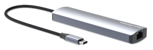 Manhattan Hub/dock USB-C, puertos (6): Ethernet, HDMI, 3x USB-A y USB-C, con Power Delivery (PD) 100 W- requiere cargado
