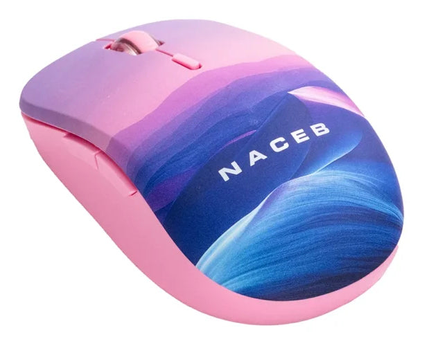 Naceb Technology Na-0138 ratón Ambidiestro RF inalámbrico 1600 DPI, Azul, Rosa, Blanco