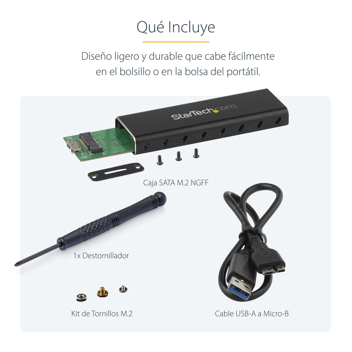 StarTech.com Caja USB 3.0 (5Gbps) a SSD M.2 de Aluminio con UASP - Negro - SATA NGFF M.2 con B Key y B+M Key - Caja Port
