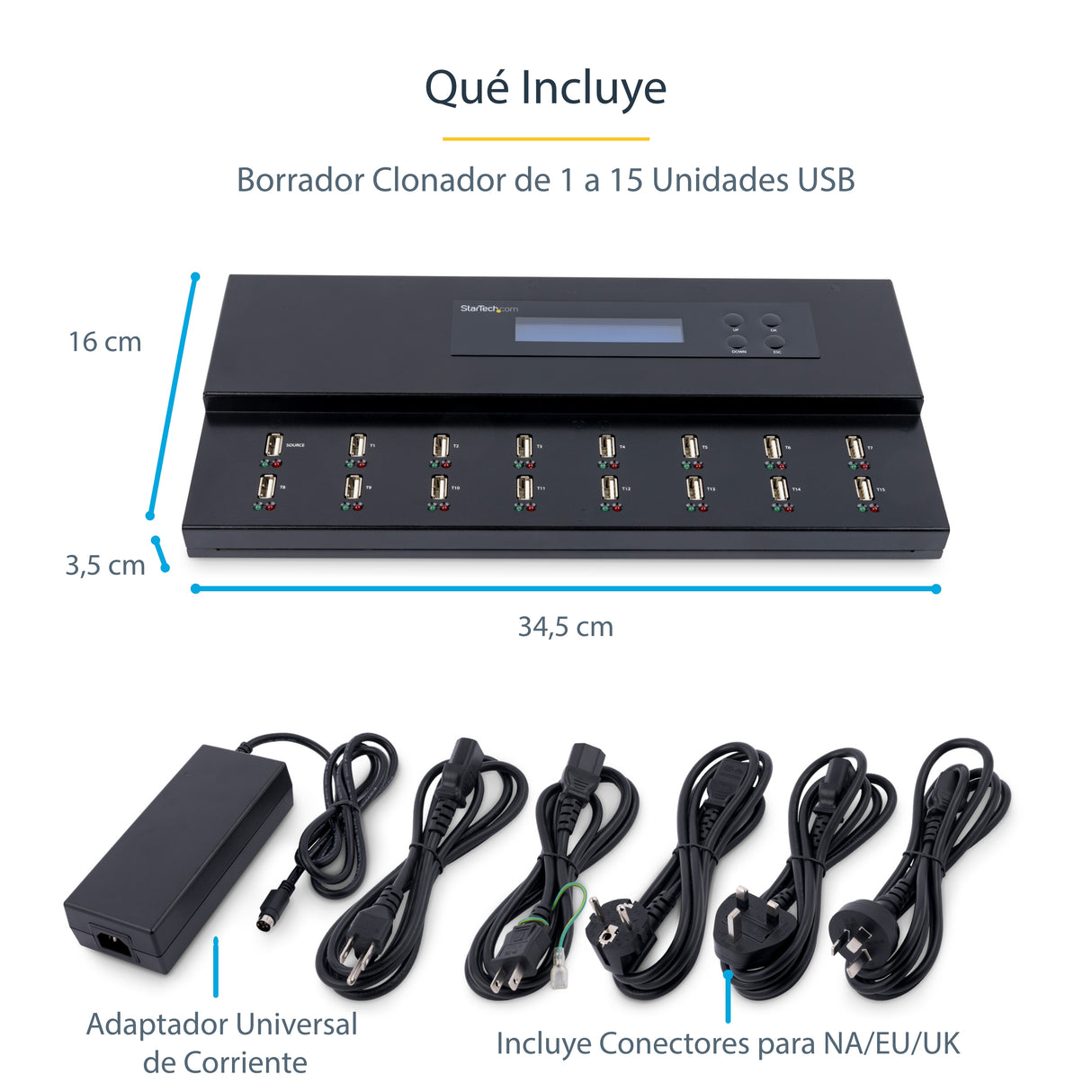 StarTech.com Clonador Autónomo 1:15 para Memorias USB - Copiador de Unidades de Memoria USB - Copia Sector por Sector de