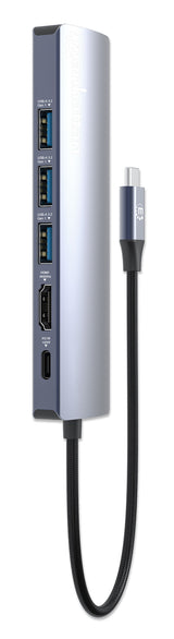 Manhattan Hub/dock USB-C, puertos (6): Ethernet, HDMI, 3x USB-A y USB-C, con Power Delivery (PD) 100 W- requiere cargado