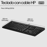 HP Teclado 125 con cable, Tamaño completo (100%), Alámbrico, USB, 266C9AA#ABM