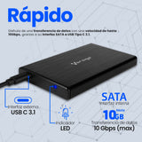 Vorago HDD-202 caja para disco duro externo Cubierta de disco duro/SSD Negro 2.5", SATA, 10 Gbit/s, Conexión USB