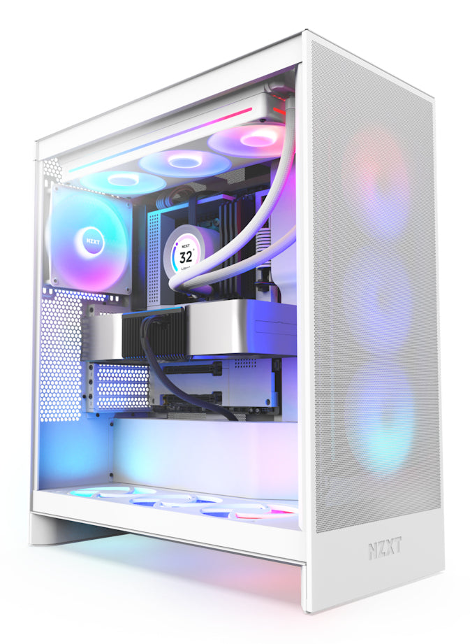 NZXT H7 Flow RGB Midi Tower Blanco, ATX, EATX, Micro ATX, CM-H72FW-R1 | Gabinetes de computadora
