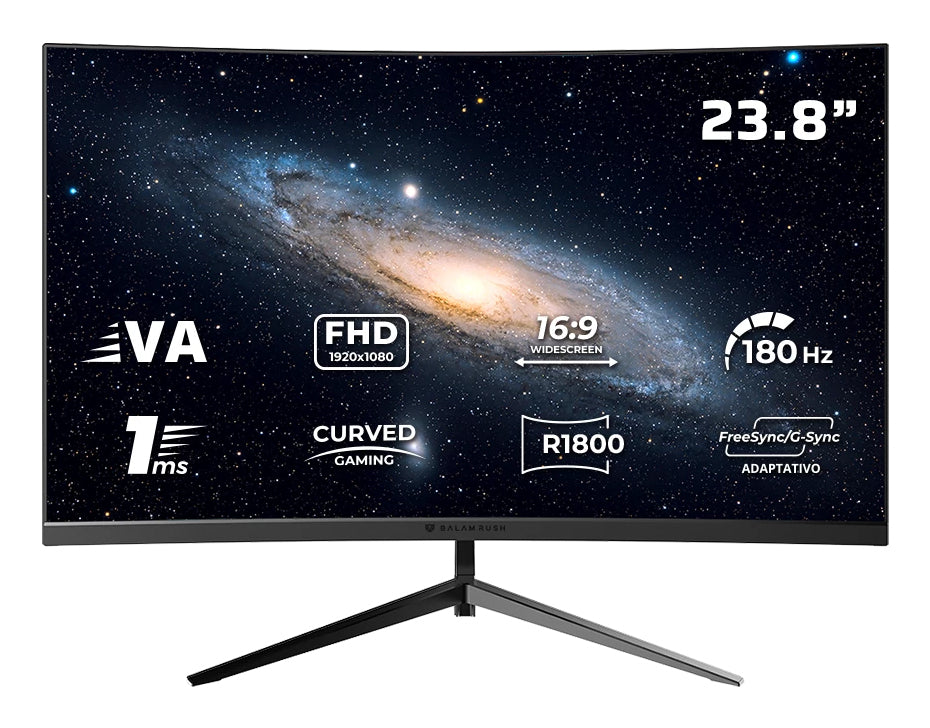 Monitor Gamer BALAM RUSH Curvo 23.8" VA / Andromeda MAG24Y / FHD R1800 / 180Hz / 1ms / F-Sync / G-Sync / Flicker-Free / 