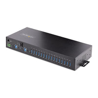 StarTech.com Hub Ladrón USB 3.0 5Gb de 16 Puertos Industrial - Metal - Montaje en Rack/Superficie/DIN - Carga Compartida USB 120W - ESD - Bloque de Te