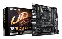 GIGABYTE B550M DS3H AC R2 Placa base - Procesadores AMD Ryzen 5000, VRM de 5+3 fases, hasta 4733 MHz DDR4 (O.C.), 1x M.2 PCIe 4.0 + 1x M.2 PCIe 3.0, Wi-Fi 5, LAN 1 GbE, USB 3.2 Gen 1 placas base AMD Zócalo AM4 Zócalo AM4 DDR4-SDRAM