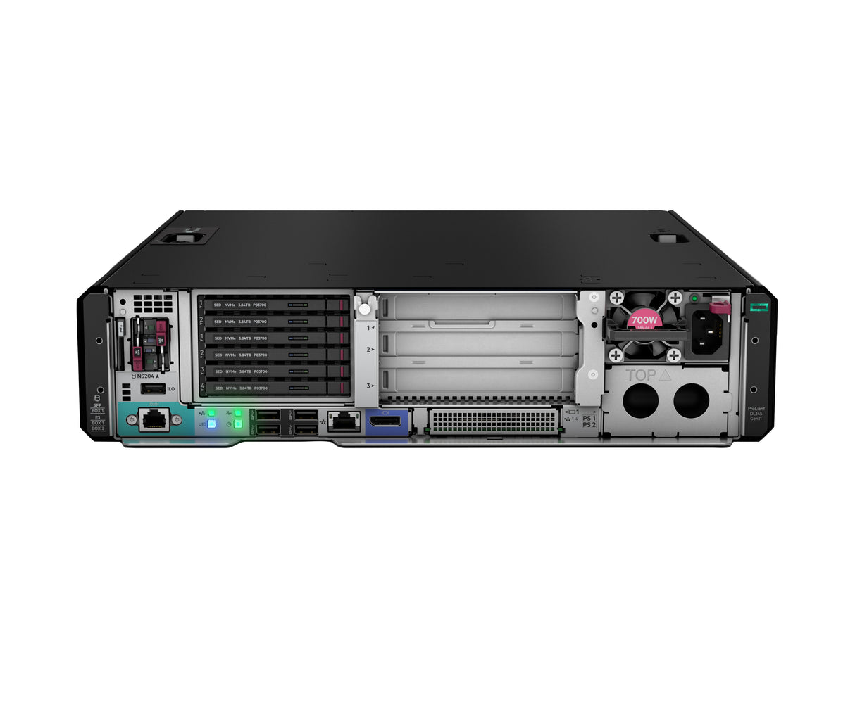 HPE ProLiant DL145 Gen11 8124P 2.45GHz 16c 1P 2x32GB-R 2SFF NS204i-u MR216i-p 2x700W PS LA Server Servidores AMD EPYC AM