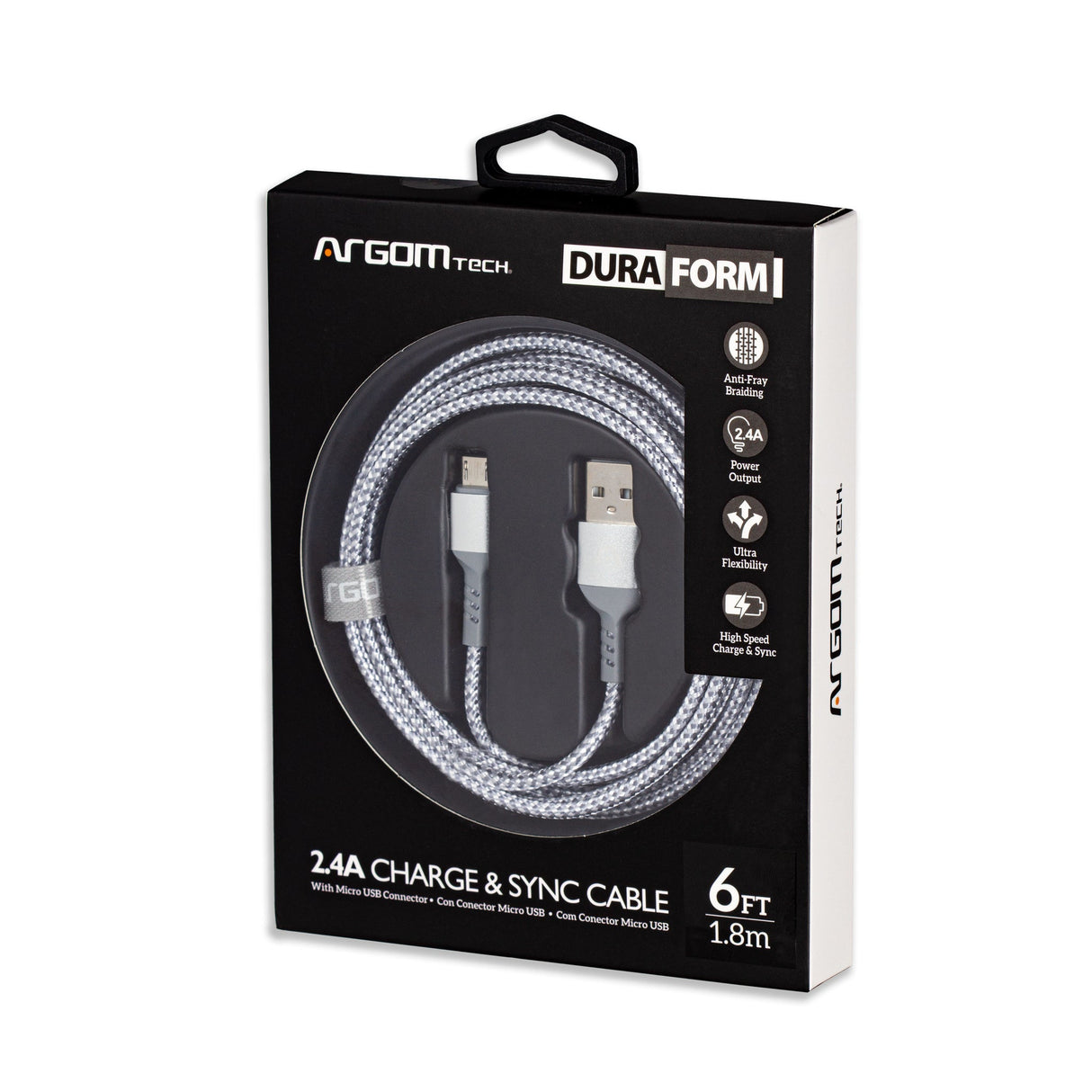 ArgomTech ARG-CB-0021WT cable USB USB 2.0 1.8 m Micro-USB A USB A Blanco, 0.48 Gbit/s