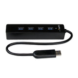 StarTech.com Adaptador Concentrador Hub Ladrón USB 3.0 (5Gbps) Super Speed Portátil de 4 Puertos Salidas - Negro hubs de interfaz USB 3.2 Gen 1 (3.1 Gen 1) Type-A USB 3.2 Gen 1 (3.1 Gen 1) Type-A 4 4