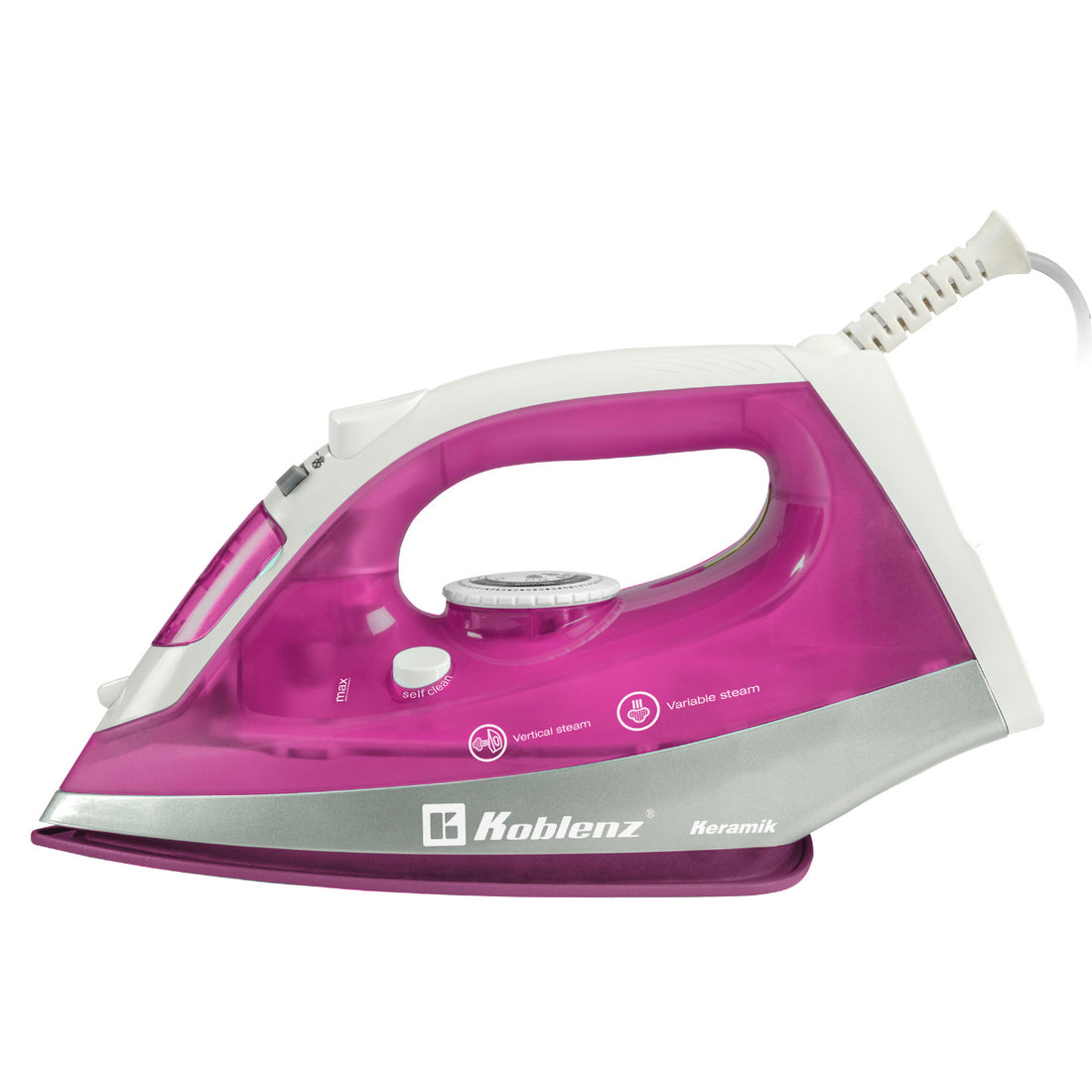 Plancha de Vapor Koblenz PKK-350 R Suela de Cerámica, 60 g/min, Rosa y Plata