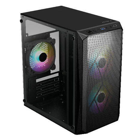 Gabinete ACTECK Micro Torre Doom  GI630 / Max MB M-ATX Fuente ATX Plus 500w / 1xUSB 3.0 + 3xFan RGB / Panel Izq Acrilico