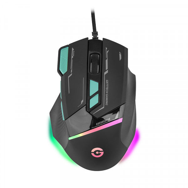 Getttech GPM-RGBWR-G1-BK ratón Juego Diestro USB tipo A 7200 DPI, Negro