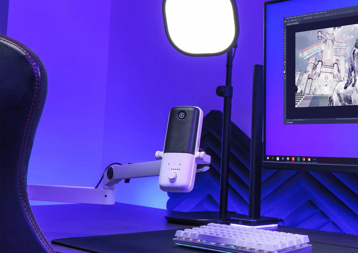Elgato 10AAN9911 soporte para micrófonos Soporte para micrófono de radiodisfusión, Base para escritorio, Blanco, Metal