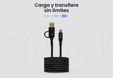 Vorago CAB-126 cable USB 1 m USB A/USB C USB C 60 W Negro
