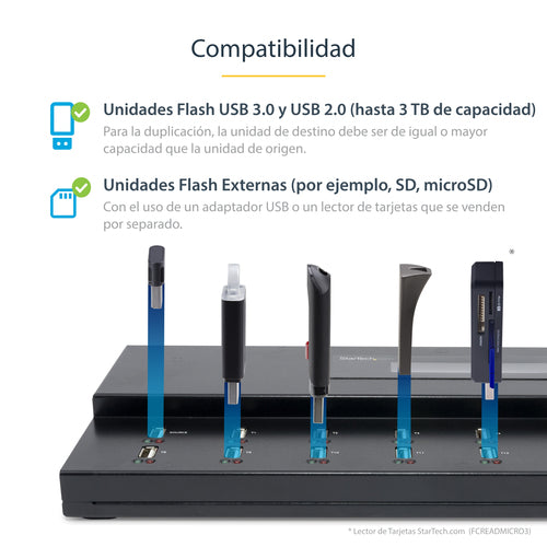 StarTech.com Clonador Autónomo 1:15 para Memorias USB - Copiador de Unidades de Memoria USB - Copia Sector por Sector de