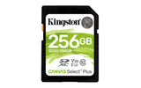 Kingston Technology Tarjeta SDXC Canvas Select Plus 100R C10 UHS-I U3 V30 de 256 GB Memoria Flash 256 GB SDXC 100 MB/s 85 MB/s