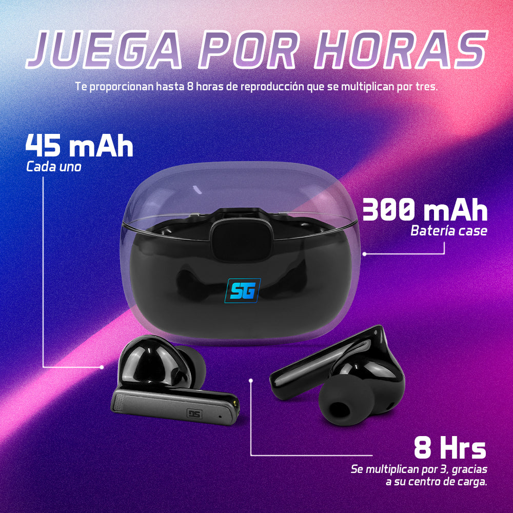 AUDÍFONOS VORAGO START THE GAME ESB-301-PRO TWS IPX6 LED