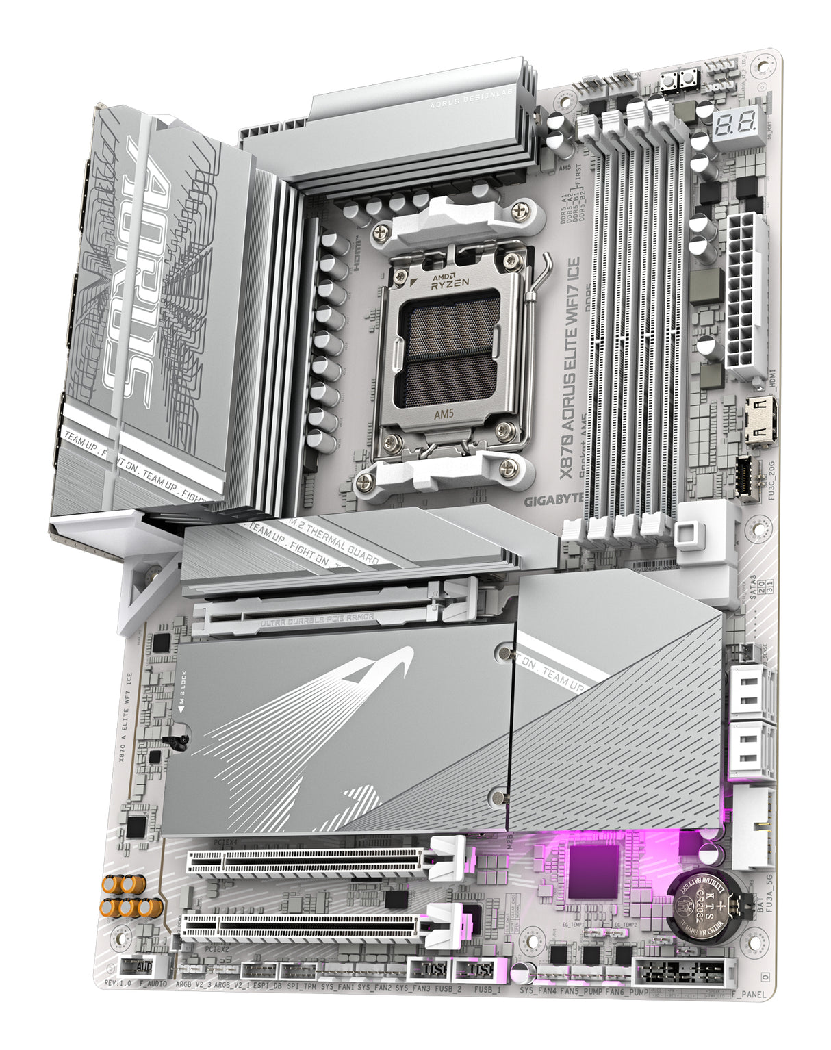 GIGABYTE X870 AORUS ELITE WIFI7 ICE Placa Base - Compatible con CPUs AMD Ryzen 9000, 16+2+2 fases VRM digital, hasta 8200MHz DDR5 (OC), 3xPCIe 5.0 + 1xPCIe 4.0, Wi-Fi 7, LAN 2.5GbE, USB 4 placas base AMD Zócalo AM5 Zócalo AM5 256 GB
