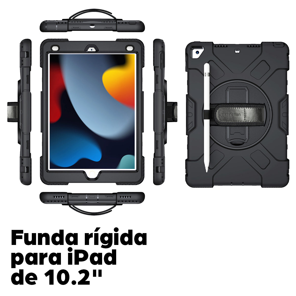 Manhattan 996501 fundas para tablets iPad 10.2" (8th + 9th generation) 25,9 cm (10.2") Carcasa rígida Negro