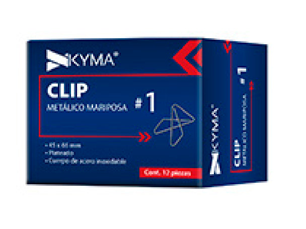 KYMA CLIP-MARIPOSA-1 pinza sujetapapel Acero inoxidable 12 pieza(s)