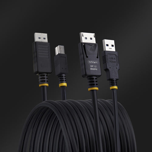 StarTech.com Cable KVM DisplayPort y USB 3.0 5Gbps de 3m - 4K 60Hz - Cable Combo DP 1.2 y USB para Switch Conmutador KVM