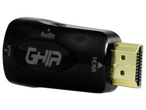 Adaptador de video Ghia HDMI a VGA con audio 3.5mm, 0.1m, Negro, Full HD 1080p