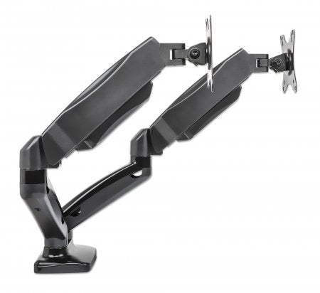 Manhattan Soporte de escritorio, de aluminio, con pistón de gas, para dos monitores Monitor Negro
