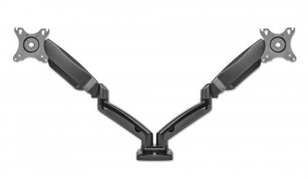 Manhattan Soporte de escritorio, de aluminio, con pistón de gas, para dos monitores Monitor Negro