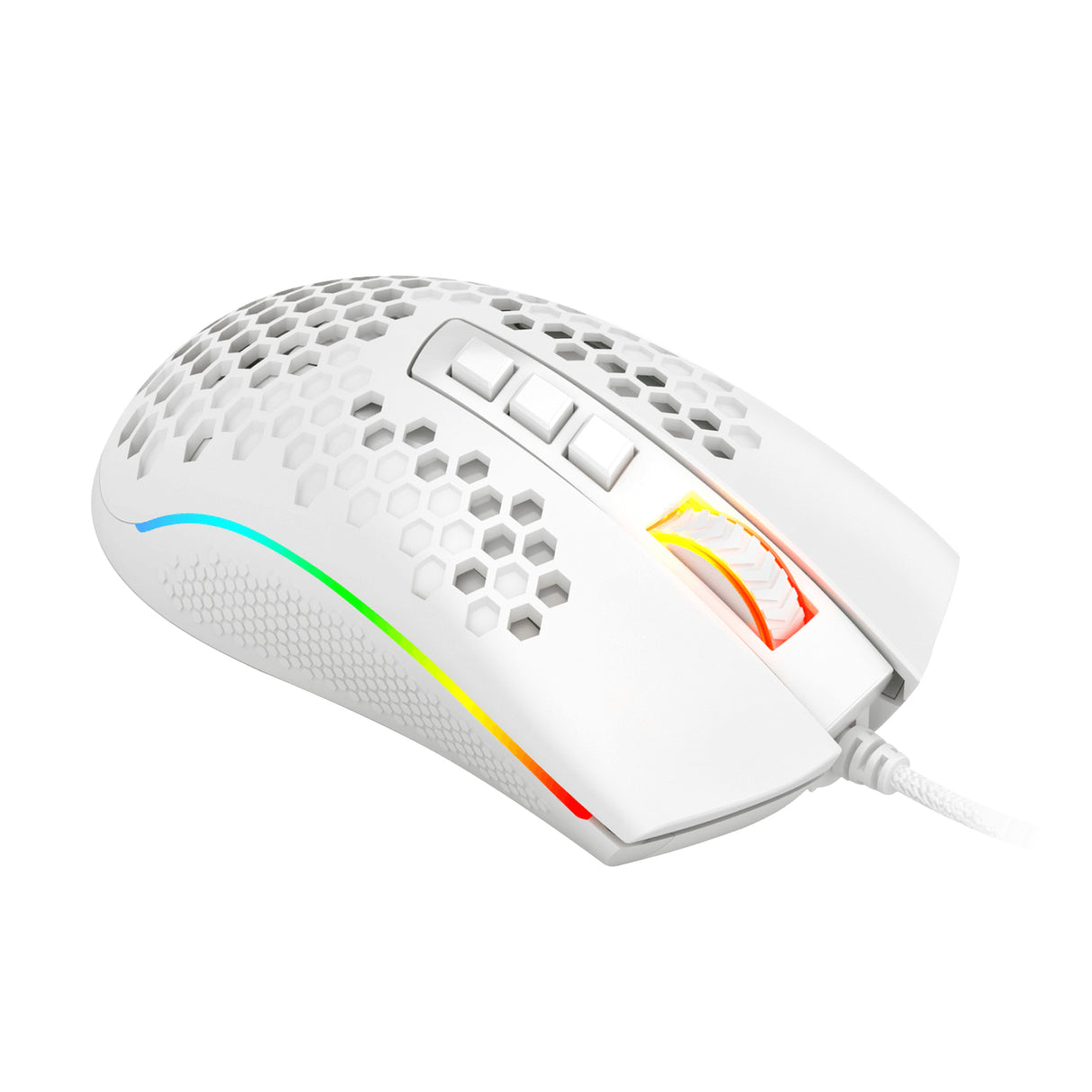 REDRAGON M988-RGB STORM ELITE WHITE, Mouse Optico HoneyComb Blanco, Diestro, USB tipo A, 32000 DPI