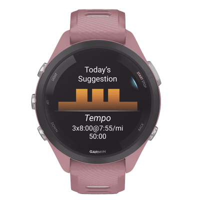 10-02810-05 - Forerunner® 265S, Bisel negro con carcasa en rosa y correa de silicona en rosa/gris