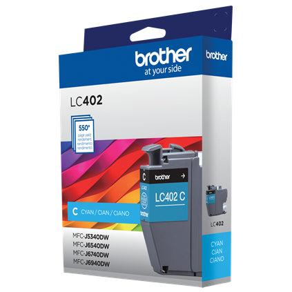CARTUCHO TINTA BROTHER BRO-LC402C CYAN RENDIMIENTO 550 PAGINAS P/J6940DW