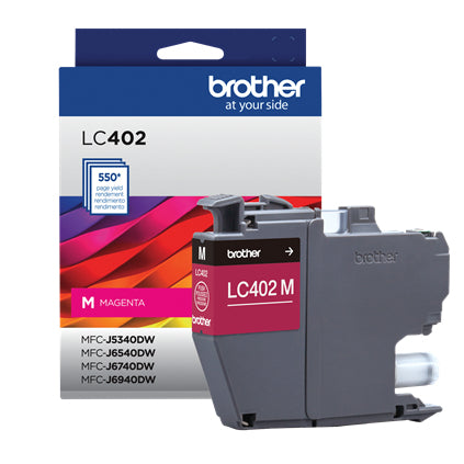 CARTUCHO TINTA BROTHER BRO-LC402M MAGENTA RENDIMIENTO 550 PAGINAS P/J6940DW
