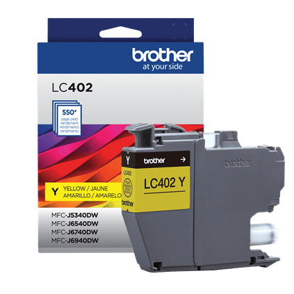CARTUCHO TINTA BROTHER BRO-LC402Y AMARILLO RENDIMIENTO 550 PAGINAS P/J6940DW