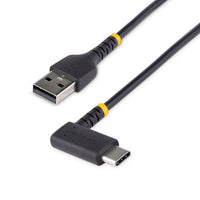 StarTech.com Cable de Carga USB-A a USB-C de 1m - Cable de Carga Rápida de Servicio Pesado USB Tipo C - Cable USB 2.0 - Cable USB Tipo C Acodado - Resistente con Fibra de Aramida - 3A - Negro Cable USB 2.0 USB A USB C Macho