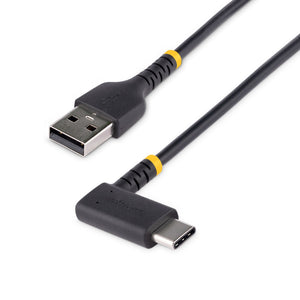 StarTech.com Cable de Carga USB-A a USB-C de 1m - Cable de Carga Rápida de Servicio Pesado USB Tipo C - Cable USB 2.0 - Cable USB Tipo C Acodado - Resistente con Fibra de Aramida - 3A - Negro Cable USB 2.0 USB A USB C Macho