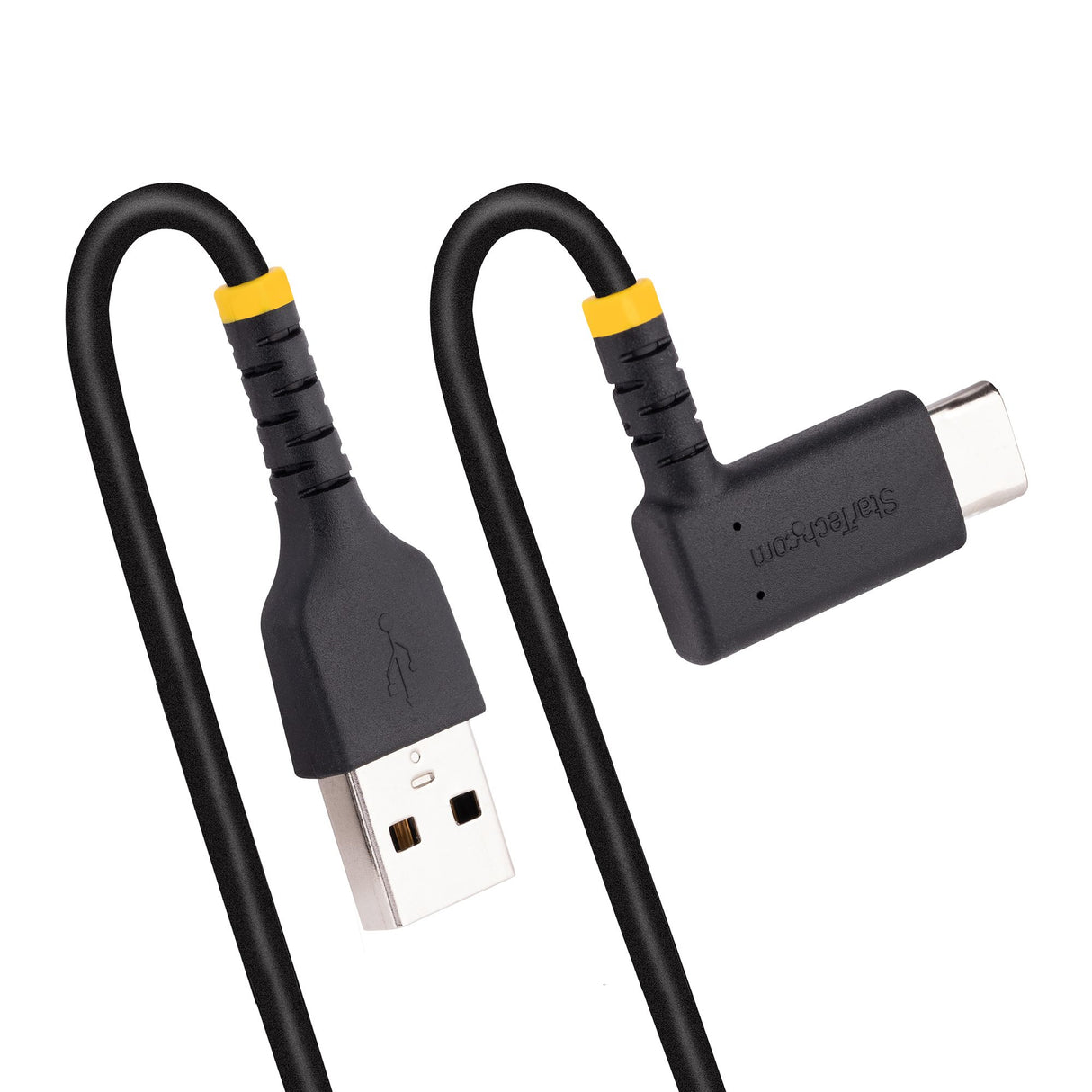 StarTech.com Cable de Carga USB-A a USB-C de 2m - Cable de Carga Rápida de Servicio Pesado USB Tipo C - Cable USB 2.0 - Cable USB Tipo C Acodado -