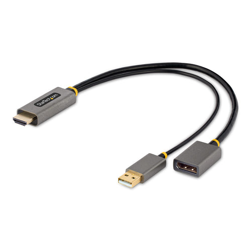 StarTech.com Cable 30cm Adaptador HDMI a DisplayPort - Activo - 4K 60Hz - Conversor HDMI 2.0 a DP 1.2 - HDR - Alimentado