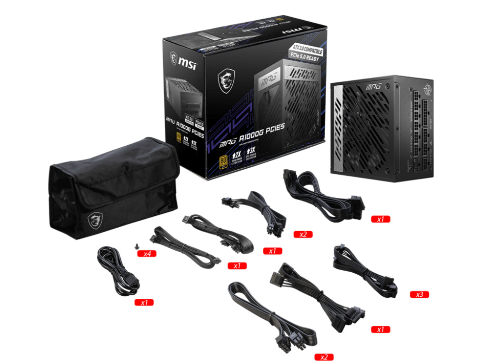 MSI MPG A1000G PCIE5 unidades de fuentes de alimentación 1000 W 100 - 240 V 50/60 Hz Activo