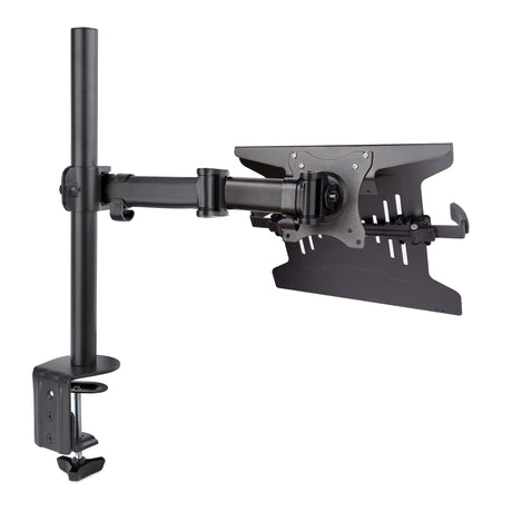 StarTech.com Soporte de Montaje para Portátil - Soporte VESA de Monitor de 34 Pulgadas (8kg) o Bandeja VESA Articulada para Portátil (4,5kg) - Montaje en Grommet/Mordaza Laptop Negro Plástico, Acero 33 cm (13") 86,4 cm (34")