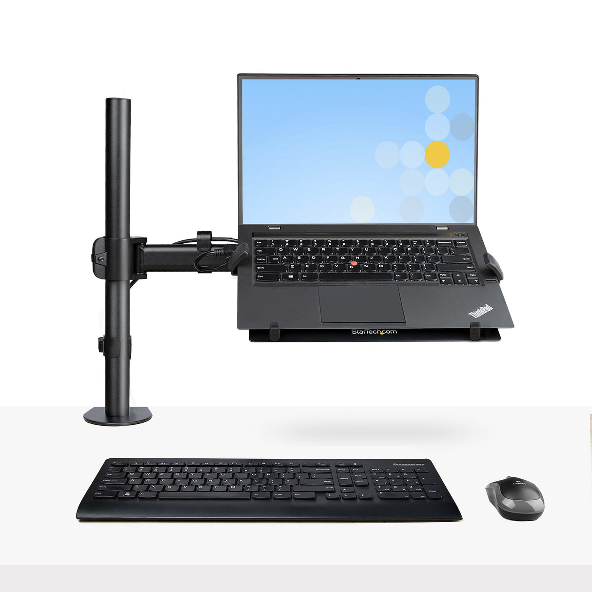 StarTech.com Soporte de Montaje para Portátil - Soporte VESA de Monitor de 34 Pulgadas (8kg) o Bandeja VESA Articulada para Portátil (4,5kg) - Montaje en Grommet/Mordaza Laptop Negro Plástico, Acero 33 cm (13") 86,4 cm (34")