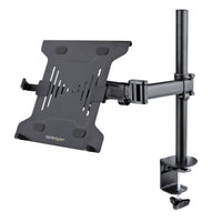 StarTech.com Soporte de Montaje para Portátil - Soporte VESA de Monitor de 34 Pulgadas (8kg) o Bandeja VESA Articulada para Portátil (4,5kg) - Montaje en Grommet/Mordaza Laptop Negro Plástico, Acero 33 cm (13") 86,4 cm (34")