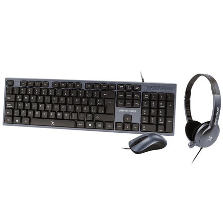 Perfect Choice PC-201700 teclado Ratón incluido Oficina USB QWERTY Negro, Alámbrico, Interruptor de membrana