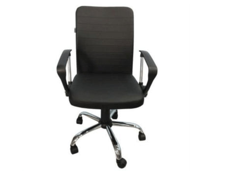 SILLA EJECUTIVA NEXTEP NE-650R, AJUSTABLE, RECLINABE, POLIPIEL Y BASE GIRATORIA COLOR NEGRO