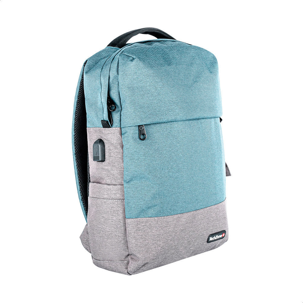 TechZone TZ21LBP07-A mochila Mochila casual Azul, Gris Nylon, Poliéster, Unisex, Compartimento del portátil